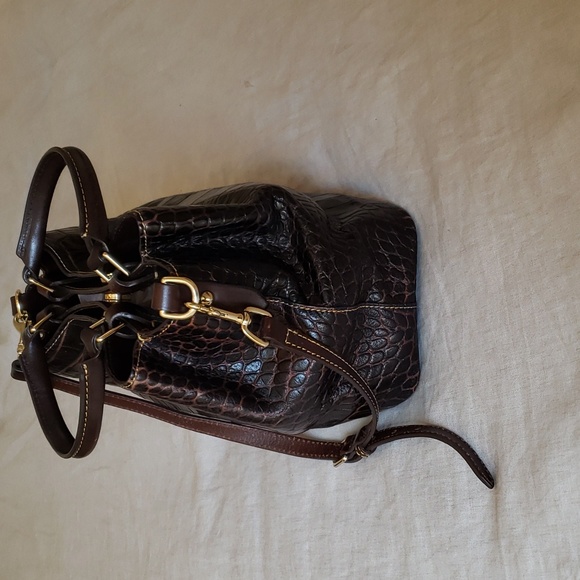 Dooney & Bourke Brown Croc Small Brenna Satchel - Picture 2 of 16